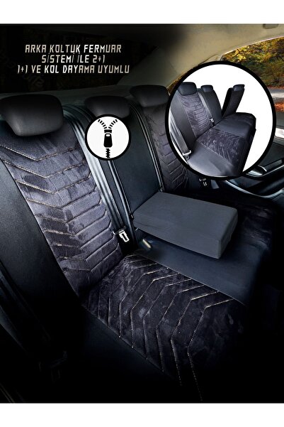 KONFORUM Car Seat Cover Front and Rear Set Nubuck Fabric Lorenzo Serie Black Beige