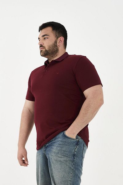 Maccali Men's Elite Comfort Short Sleeve Basic Summer Polo Neck T-Shirt Claret Red
