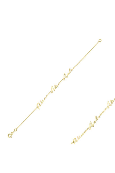 EnginGold 14 Ayar Altın Üç Isim Bileklik