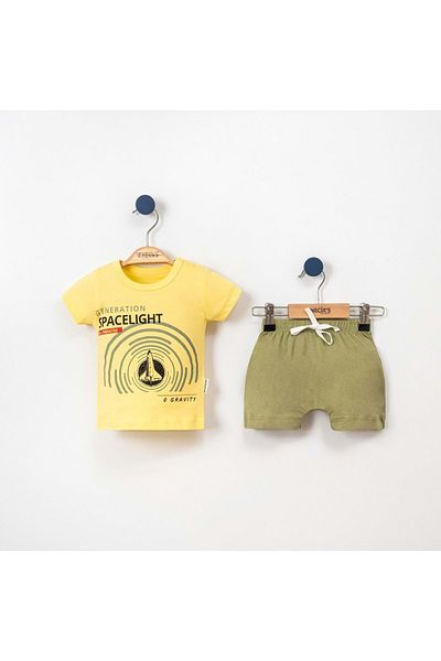 Necix's Space Tshirt Shorts Set Yellow