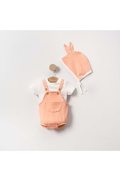Necix's Rabbit Hat Short Sleeve Tshirt Short Salopet Salmon