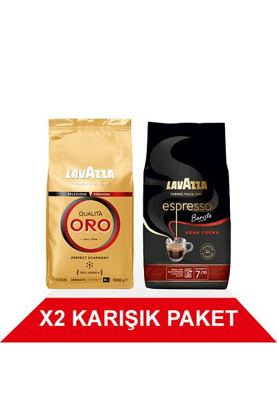 LavAzza Qualità Oro + Espresso Barista Gran Crema Whole Bean Coffee (1000g) 2-Pack