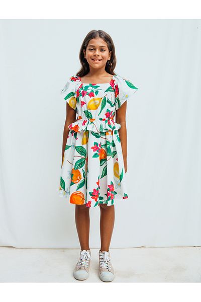 SheShe Lemon Patterned Girl's Dress