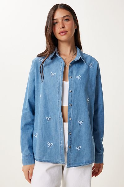 Lovelyİstanbul Cămașă Modal Broderie Broderie LDD0110 ALBASTRU