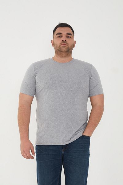 Maccali Men's Slim Fit Oversize Short Sleeve Basic T-Shirt Gray