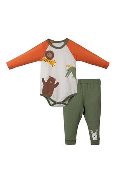 Necix's Bear Long Sleeve Body Pants Set Without Booties Khaki