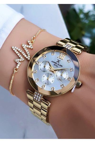 Daniel Klein Original Women's Wristwatch Waterproof Gold Color Bracelet Gift