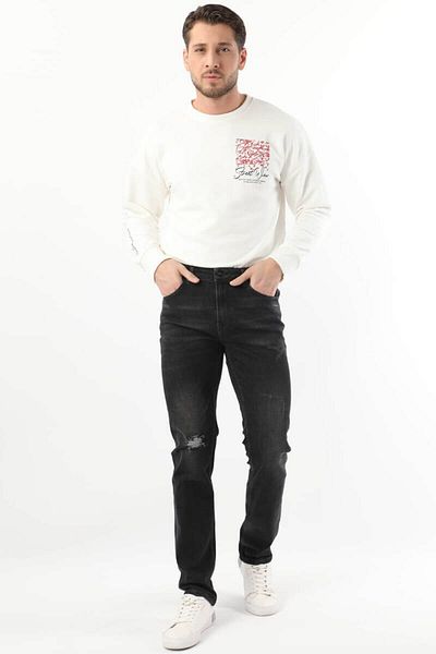 BANNY JEANS Ανδρικό τζιν παντελόνι με σχέδιο σχεδίασης μαύρο