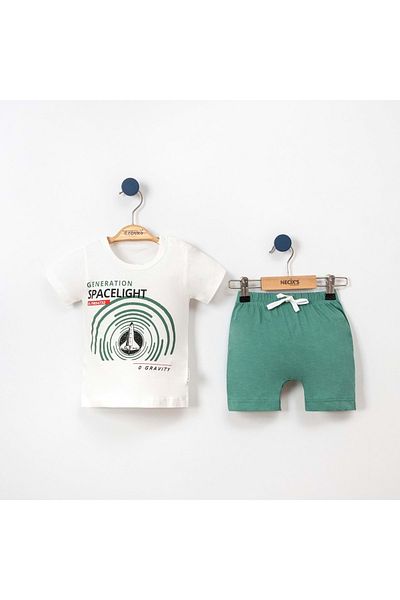 Necix's Space Tshirt Shorts Set White