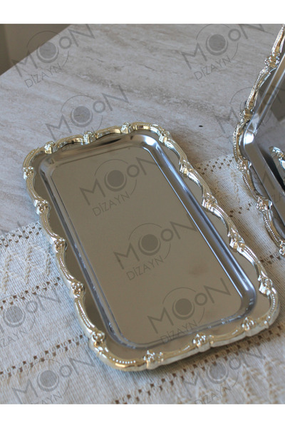 Moon Dizayn Baton Premium Gül Çerçeve Servis Sunum Tepsisi, Lüks Sunumluk, 1 ...