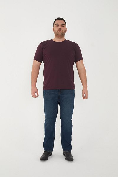 Maccali Men's Slim Fit Oversize Short Sleeve Basic T-Shirt Claret Red