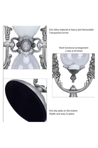 BLA BLA FOAM Clepsidră Decorativă În Stil Baroc, Ramă Din Oțel Inoxidabil, Design Vintage, 15 Min