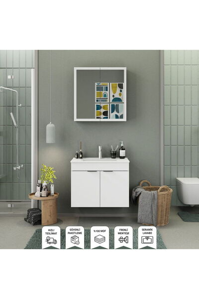 BIANI Fix Loft 75 Cm Banyo Dolabı Renk Mat Beyaz