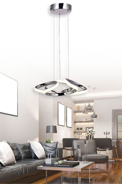 EY-EL TASARIM Çiçek Tekli Krom 3 Renk Ledli Sarkıt Avize