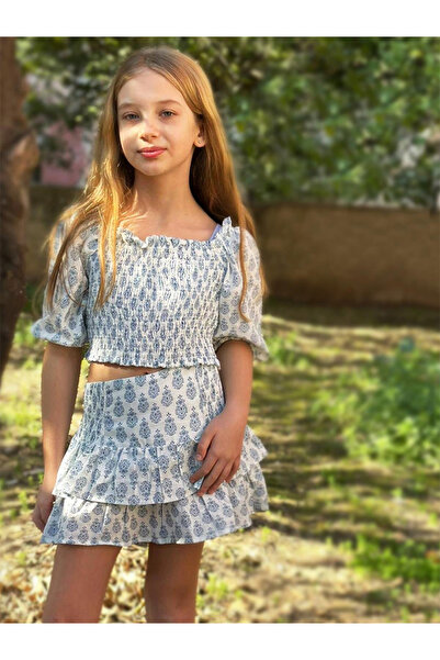 minojoy Jodan Morocco Bohemian Girl's Blouse Skirt 2 Piece Set