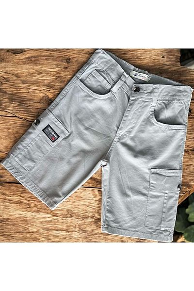 RİNDO KİDS Linen Capri with Cargo Pockets Gray