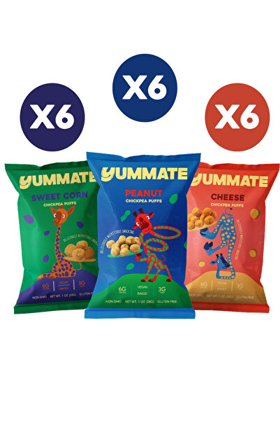 Yummate Vegan Glutensiz Fırınlanmış Nohut Cips Seti 18 X 28 gr