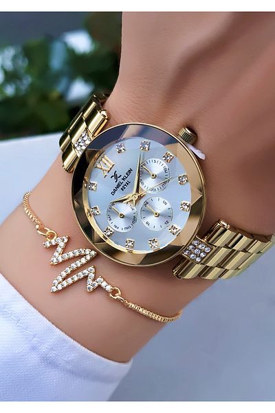 Daniel Klein Original Women's Wristwatch Waterproof Gold Color Bracelet Gift