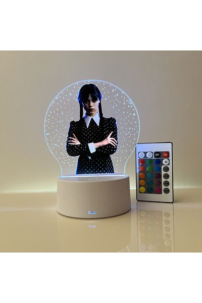 ILUMISHOP LED Night Light, Wednesday Addams, 16 Colors, with Remote Control, USB Power or 3 AA Batteries