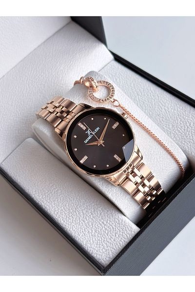 Daniel Klein Brand Stoned Water 3atm Proof Ladies Wristwatch with Bracelet Gift