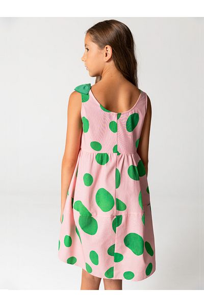 SheShe Pink Spotted Sleeveless Cotton Girl's Dress