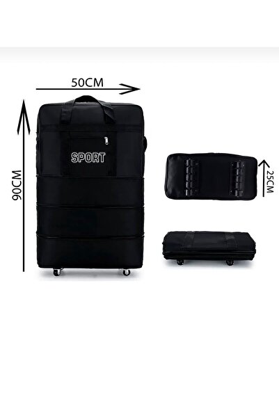 Sport Büyük Boy üç körüklü Kumaş Spor Seyahat Çantası | 10 Tekerlekli, Hafif ve Katlanabilir Valiz