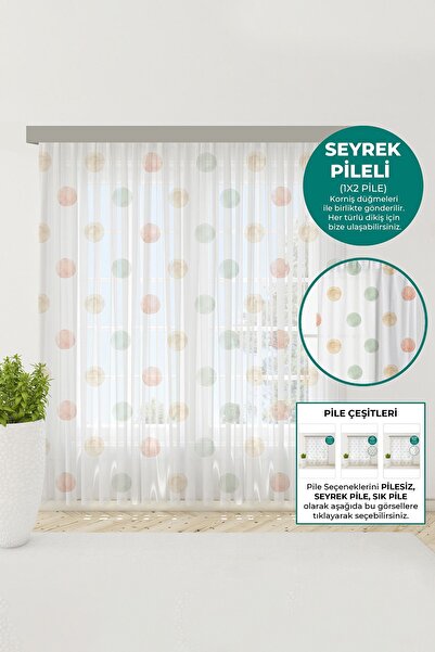 Bebemotto Soft Puantiyeli Tül Perde, Çocuk Bebek Odası Tül Perde