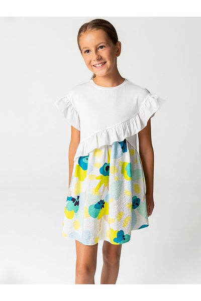 SheShe Rochie pentru fetiță cu jumătate de mânecă cu fustă florală