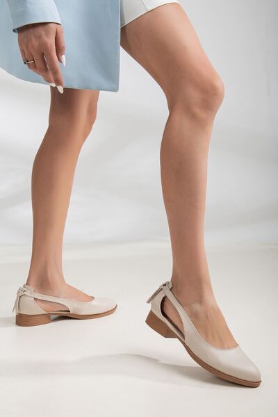 MaskButik Volpen Cilt Kısa Topuk Ayakkabı Bej