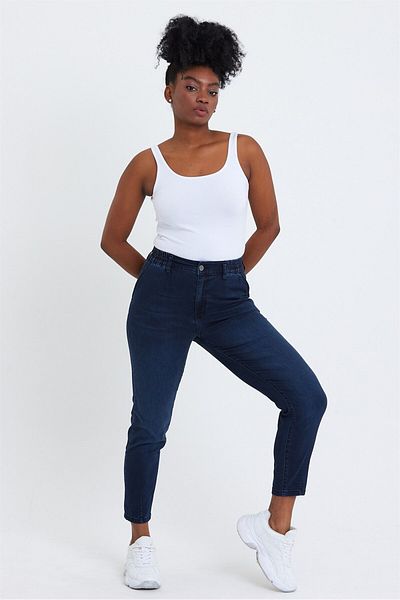 VENA Norah Blue Black Pantaloni de jeans din Lycra cu talie înaltă - Blue Black