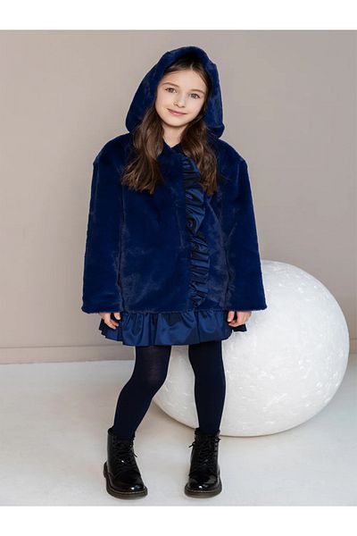 SheShe Navy Blue Plush Coat