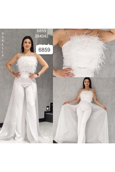Robes Γυναικεία φόρεμα με στράπλες φτερά με λεπτομέρεια Cape Crepe