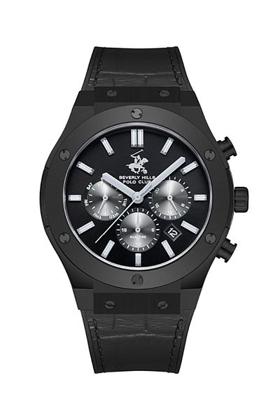 Beverly Hills Polo Club ساعة بيفرلي هيلز بولو كلوب للرجال متعددة الوظائف بمينا سوداء - BP3690X.651