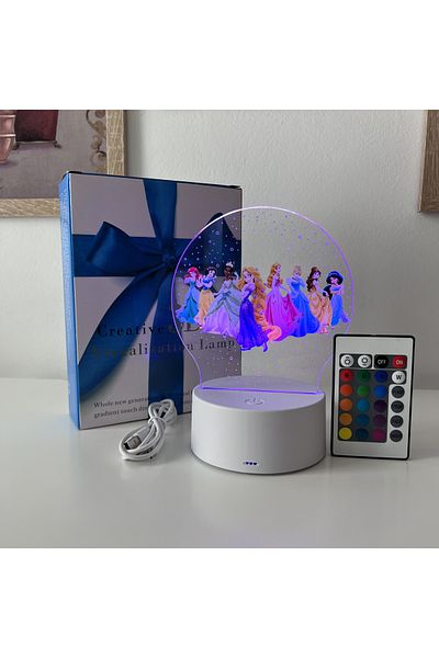 ILUMISHOP LED Night Light, Disney Princesses, 16 Colors, with Remote Control, USB Power or 3 AA Batteries