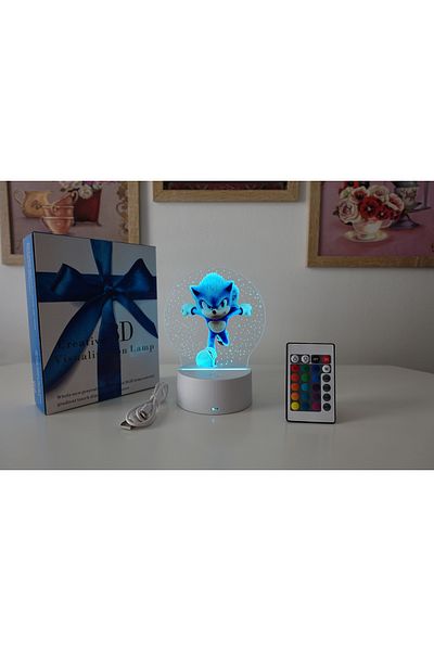 OEM LED Night Light, Sonic the Hedgehog, 16 Colors, with Remote Control, USB Power or 3 AA Batteries