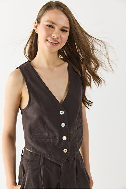 VENA Γυναικεία Μπλούζα Λινό Γιλέκο - ΚΑΦΕ