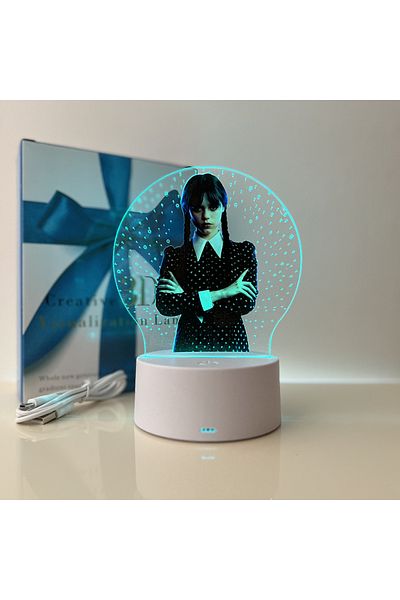 OEM Lampa De Veghe LED, Wednesday Addams, 7 Culori, Lumina Ambientala, Alimentare USB sau 3 baterii AA