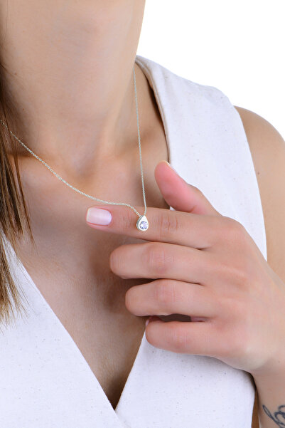 Söğütlü Silver Gümüş Rodyumlu Damla Kolye