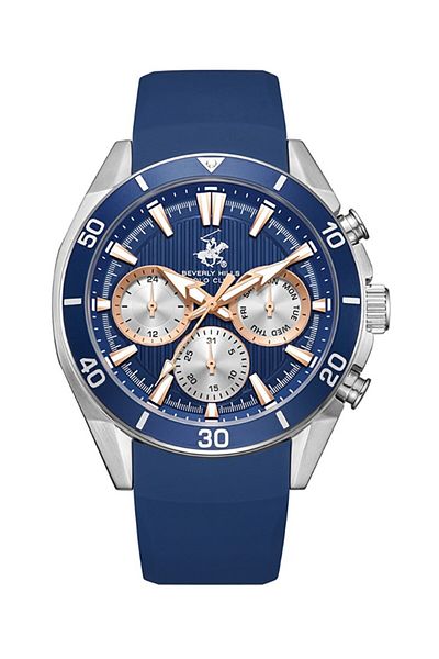 Beverly Hills Polo Club ساعة بيفرلي هيلز بولو كلوب للرجال متعددة الوظائف بمينا زرقاء داكنة - BP3730X.399