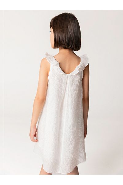 SheShe Ruffled White Sleeveless Girl's Dress