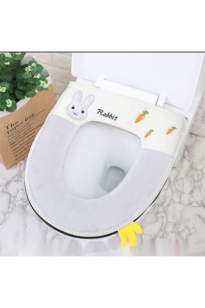 OEM Toilet Seat Cover, 43.5x37cm, Bunny, Light Grey, 0149