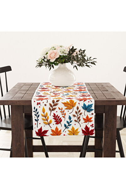 Alkan Homes Punch İşlemeli Görünümlü Sonbahar Yaprak Desen Premium Tay Tüyü K...