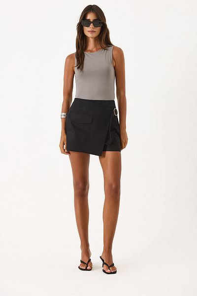 VENA Fusta scurtă Sienna Slim Fit Gabardine - NEGRĂ