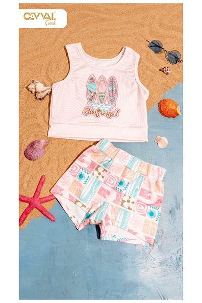 Elayza Set de două costume de baie pentru fete cu pantaloni scurți - Set de bikini