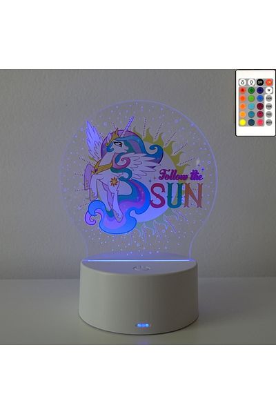 ILUMISHOP LED Night Light, PONY Celestia, 16 Colors, with remote control, USB power or 3 AA batteries