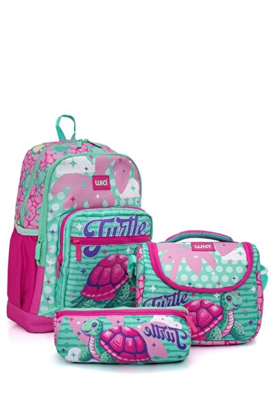 Wia Girl Turtle Theme 3-Piece School Bag Set Sw-020