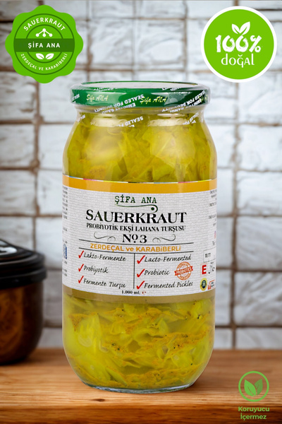 ŞİFA ANA Sauerkraut (EKŞİ LAHANA TURŞUSU) No3 Zerdeçallı (1000CC.)