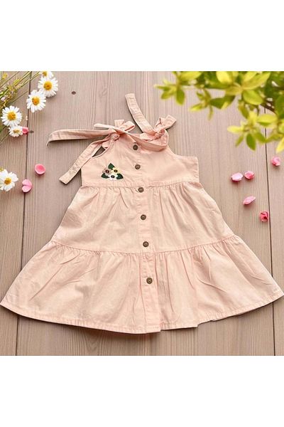Babexi Embroidered Colorful Dress Salmon