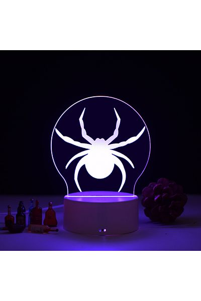ILUMISHOP 3D LED Night Light, Spider, 7 Colors, Ambient Light, USB Power with Wall Charger and/or Socket