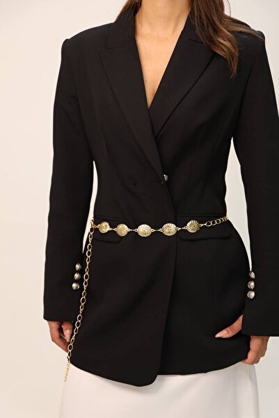 Fiori Papatya Gold Detailed Women's Waist Chain Waist Belt, Dress Belt, Skirt Belt, Trouser Belt